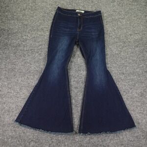 Rock & Roll Denim Jeans Womens 30x30 Blue‎ Bargain Button Bell Flare Frayed Hem